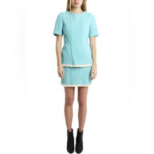 NWT PHILLIP LIM trapunto sky blue ribbed high waisted corded frill mini skirt 2